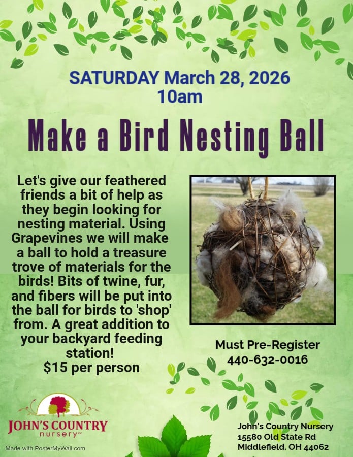 Destination Geauga Tourism | Nesting Ball Mar 28